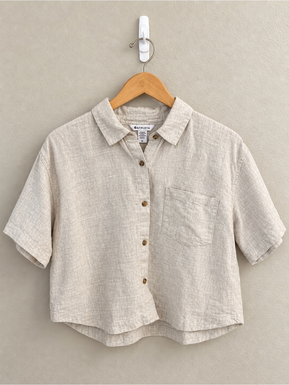 Athleta Retreat Linen Short Sleeve Shirt - Undyed